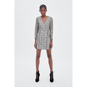 Zara Checked Crossover Dress